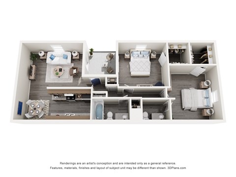 Floor plan for 2 beds, 1.5 baths, 954 sqft